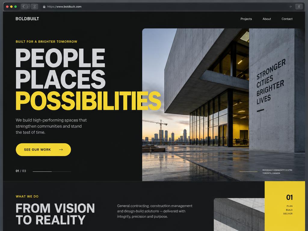 Website design for a construction business.