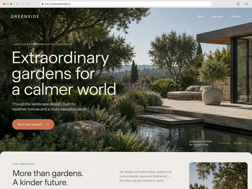 Website design for a landscaping business.