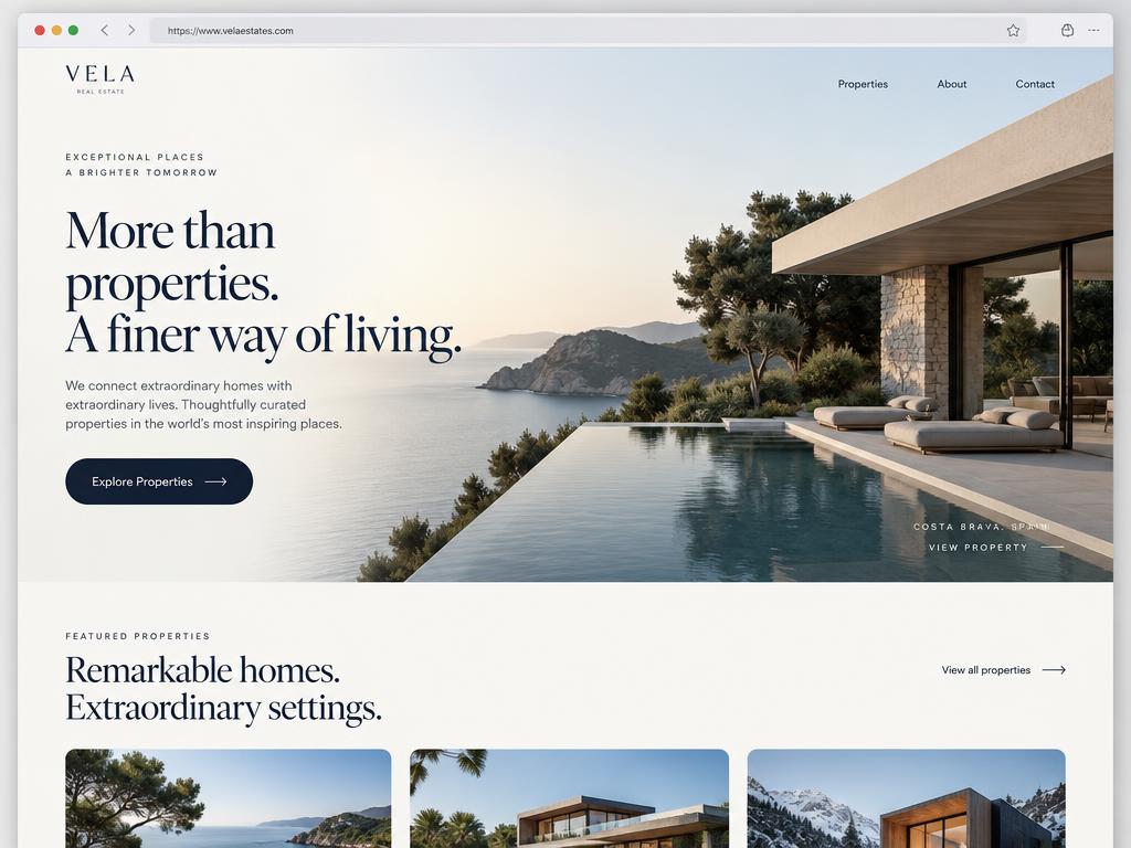 Website design for a real estate agency.