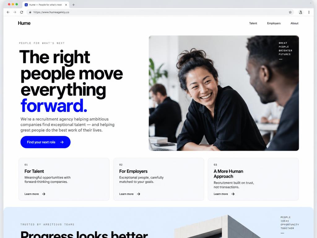 Website design for a recruitment agency.